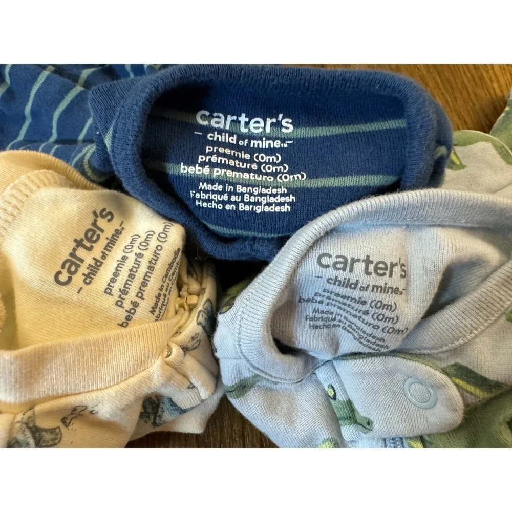 Carters Sleepers Boy Preemie Lot Baby Rompers Outfits Clothes Bundle Zippered